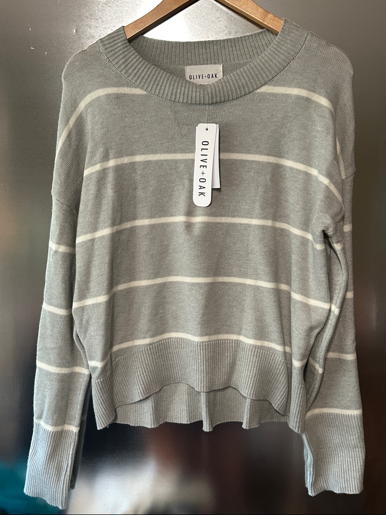 Olive + Oak Women's Striped Crew Neck Sweater Nwt